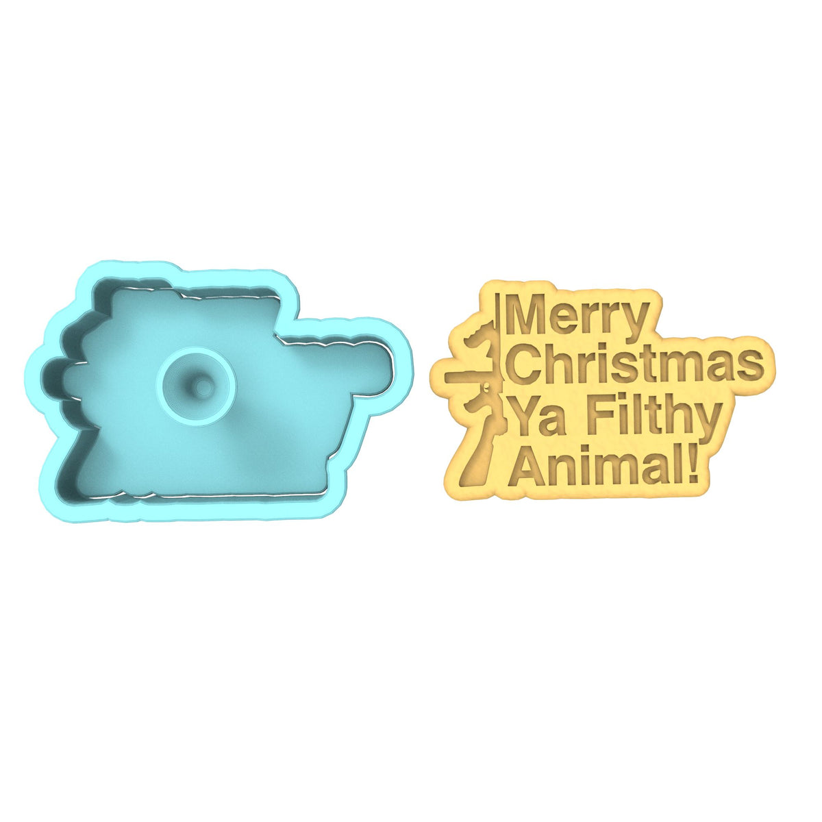 Merry Christmas Ya Filthy Animal Gun Cookie Cutter | Stamp | Stencil