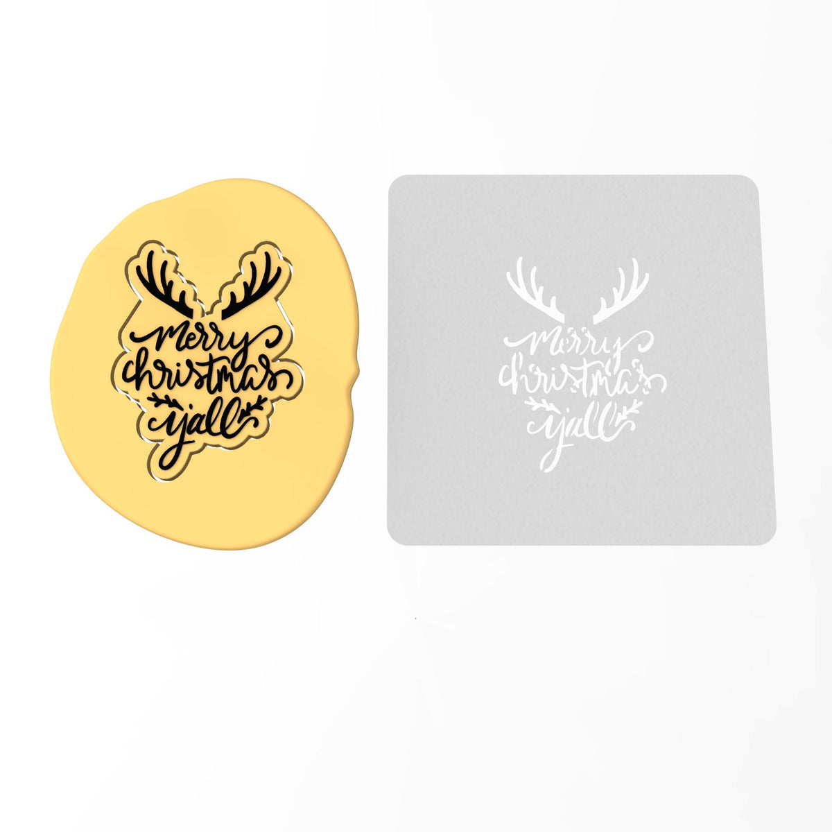 Merry Christmas Y'all Cookie Cutter | Stamp | Stencil #1 Xmas / Winter / NYE Cookie Cutter Lady MINI - 2 Inches (5cm) Stencil ONLY 