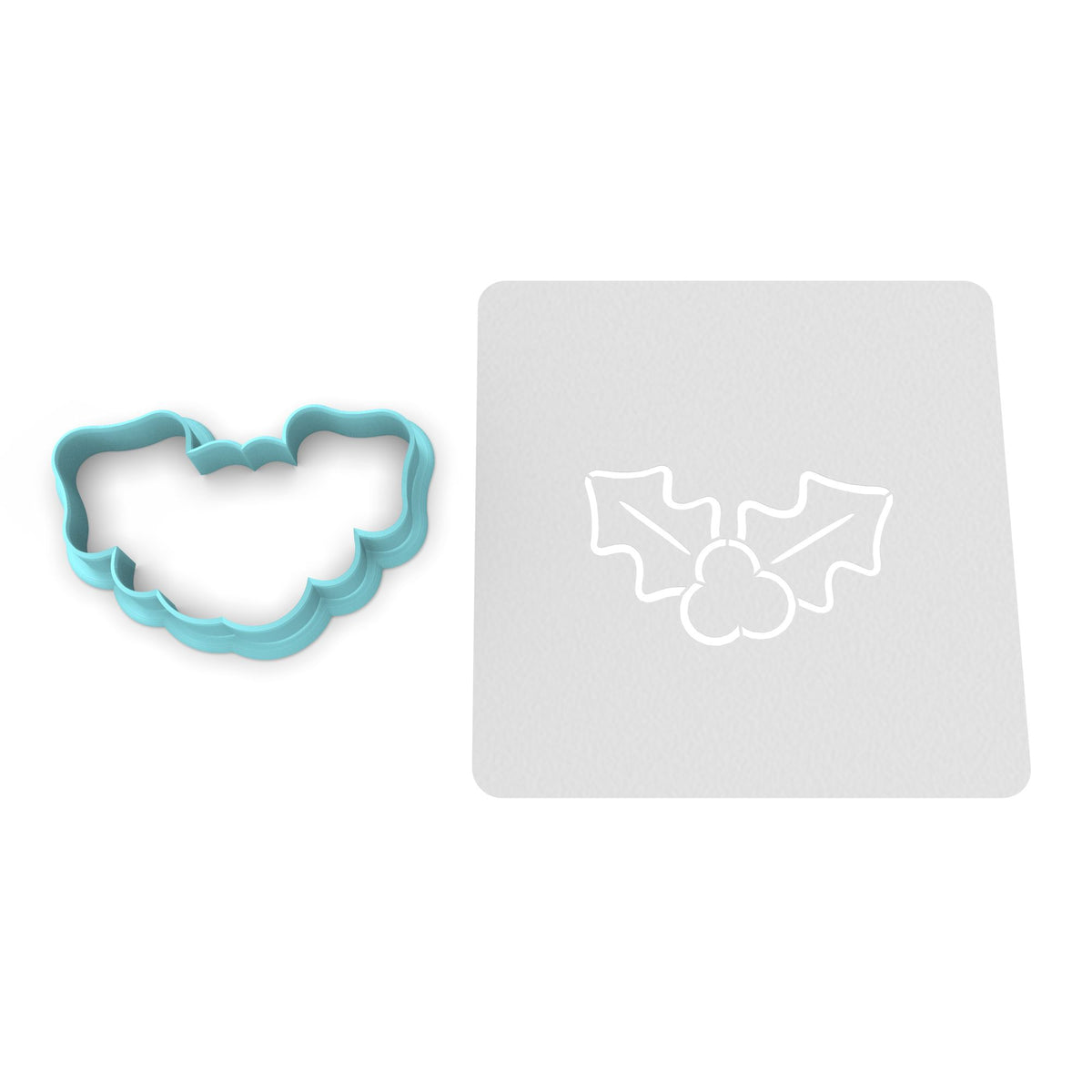 Mistletoe Cookie Cutter | Stamp | Stencil #2 Xmas / Winter / NYE Cookie Cutter Lady MINI - 2 Inches (5cm) **BUNDLE** Cutter + Stencil 