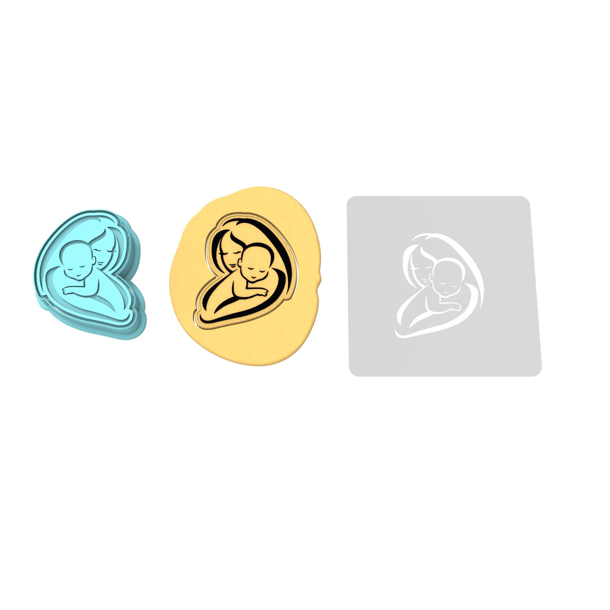 Mom and Baby Cookie Cutter | Stamp | Stencil #2