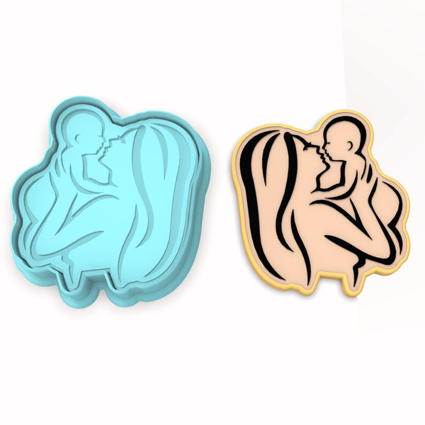 Mom and Baby Cookie Cutter | Stamp | Stencil #3