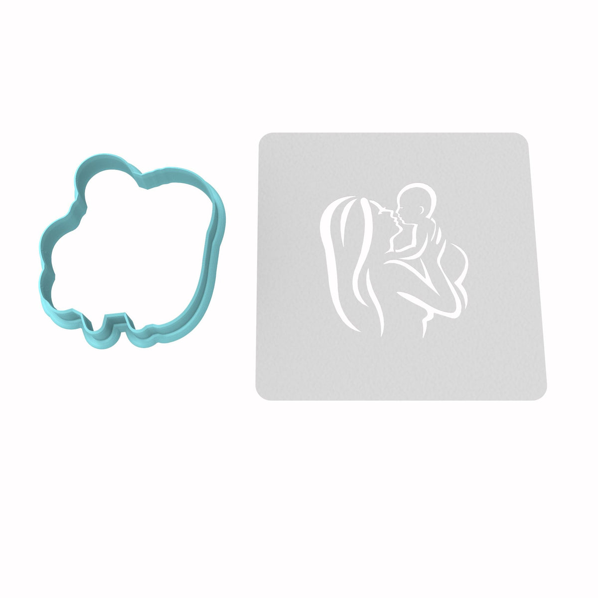 Mom and Baby Cookie Cutter | Stamp | Stencil #3
