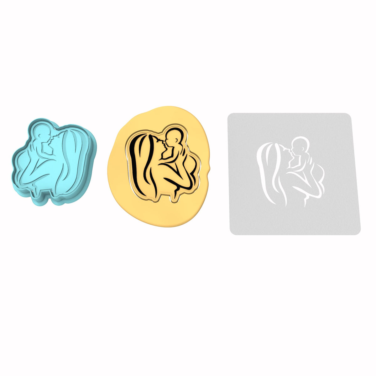 Mom and Baby Cookie Cutter | Stamp | Stencil #3