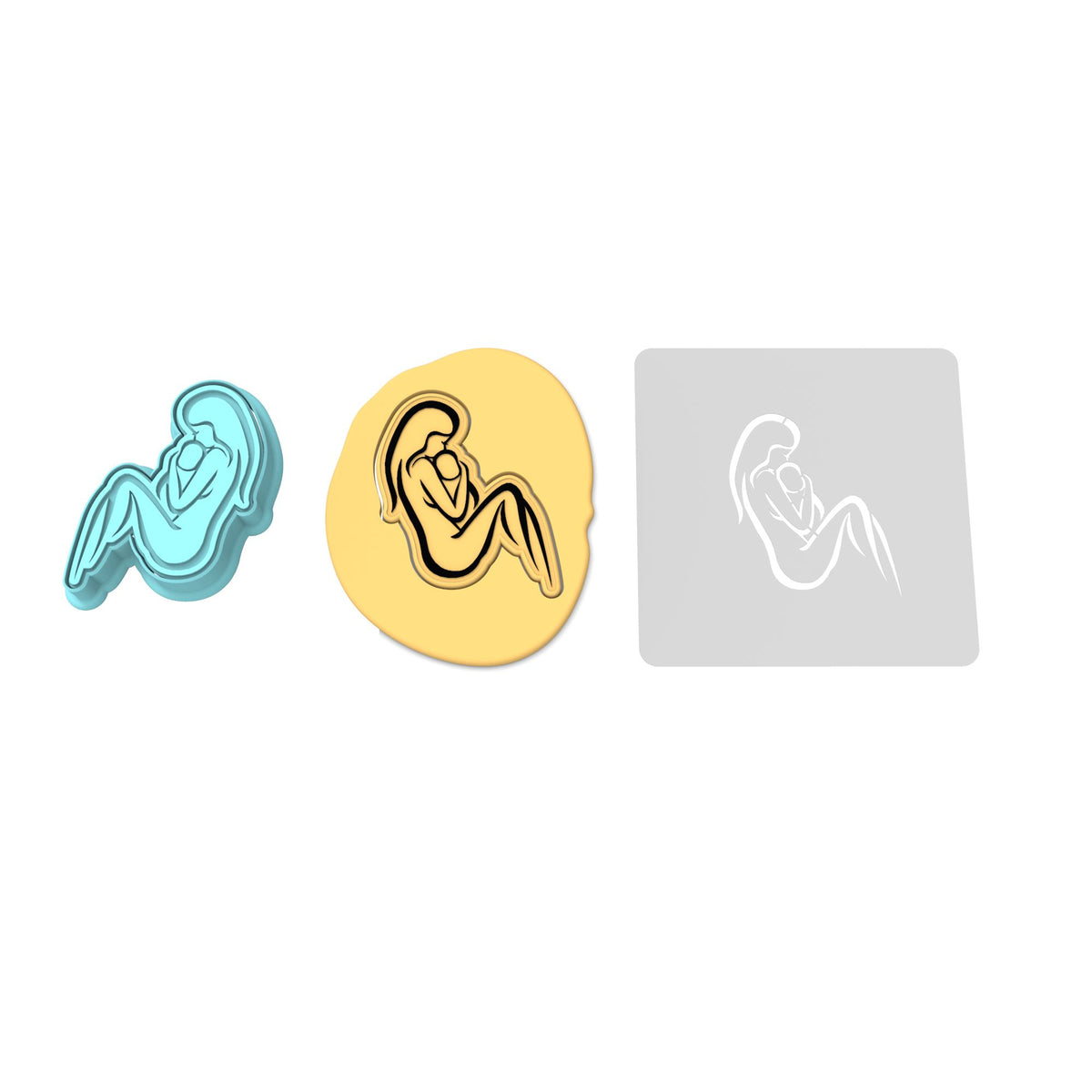 Mom and Baby Cookie Cutter | Stamp | Stencil #4