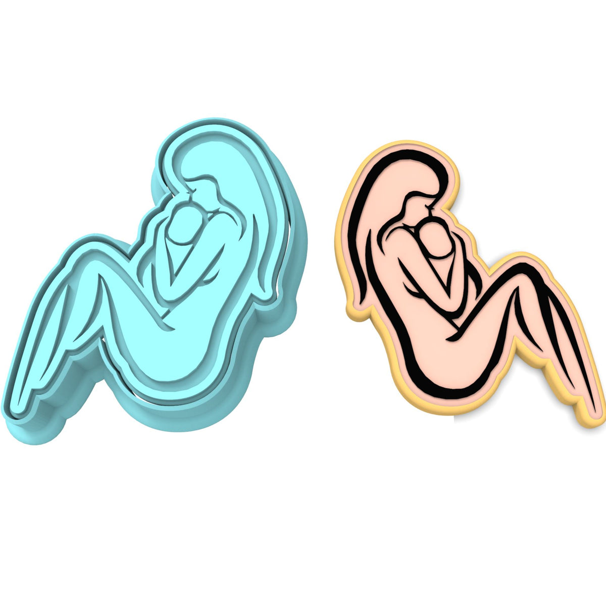 Mom and Baby Cookie Cutter | Stamp | Stencil #4