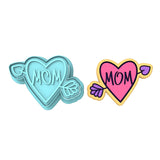 Mom Heart Arrow Cookie Cutter | Stamp | Stencil Animals & Dinosaurs Cookie Cutter Lady MINI - 2 Inches (5cm) **BUNDLE** Cutter + Stamp 