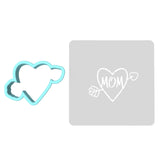 Mom Heart Arrow Cookie Cutter | Stamp | Stencil Animals & Dinosaurs Cookie Cutter Lady MINI - 2 Inches (5cm) **BUNDLE** Cutter + Stencil 