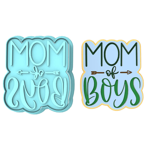 Mom of Boys Cookie Cutter | Stamp | Stencil Cookie Cutters Cookie Cutter Lady 2 Inch Small Cupcake Cutter + Stamp No