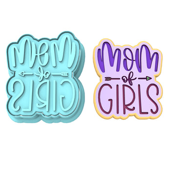 Mom of Girls Cookie Cutter | Stamp | Stencil Cookie Cutters Cookie Cutter Lady 2 Inch Small Cupcake Cutter + Stamp No