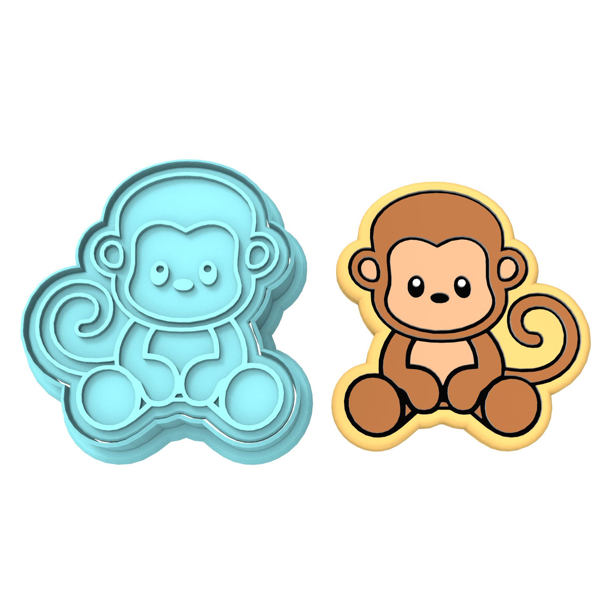 Monkey Body Cookie Cutter | Stamp | Stencil #1