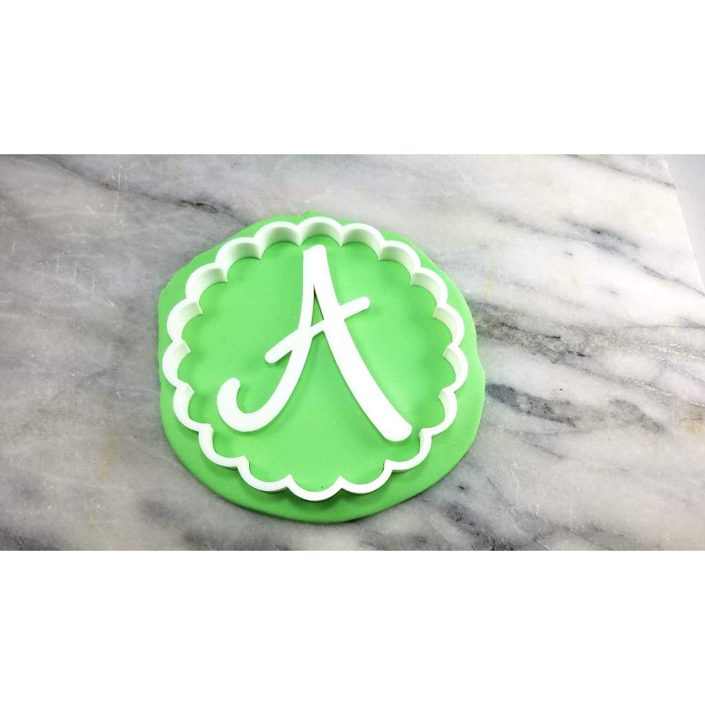 Monogram Fluted Circle Cookie Cutter Stamp & Outline #1 - Letters/ Numbers/ Shapes