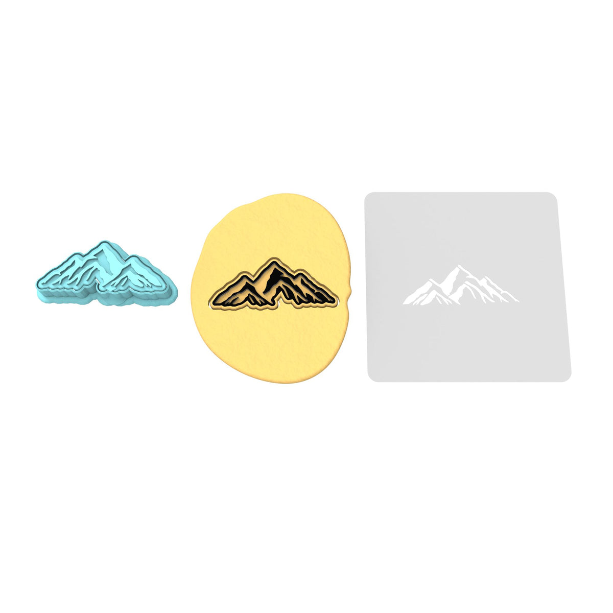 Mountain Range Cookie Cutter | Stamp | Stencil #2 Boys/ Army / Outdoorsman Cookie Cutter Lady 2 Inch Small Cupcake Cutter + Stamp Yes