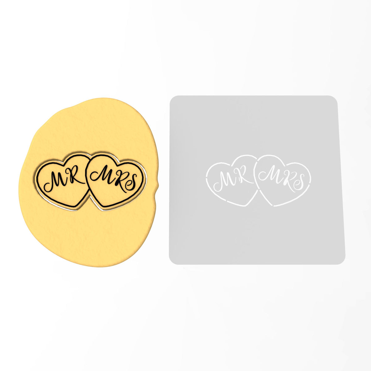 Mr. and Mrs. Cookie Cutter | Stamp | Stencil #1 Wedding / Baby / V Day Cookie Cutter Lady 2 Inch Small Cupcake Stamp Only Yes