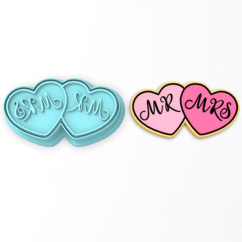 Mr. and Mrs. Cookie Cutter | Stamp | Stencil #1 Wedding / Baby / V Day Cookie Cutter Lady 2 Inch Small Cupcake Cutter + Stamp No