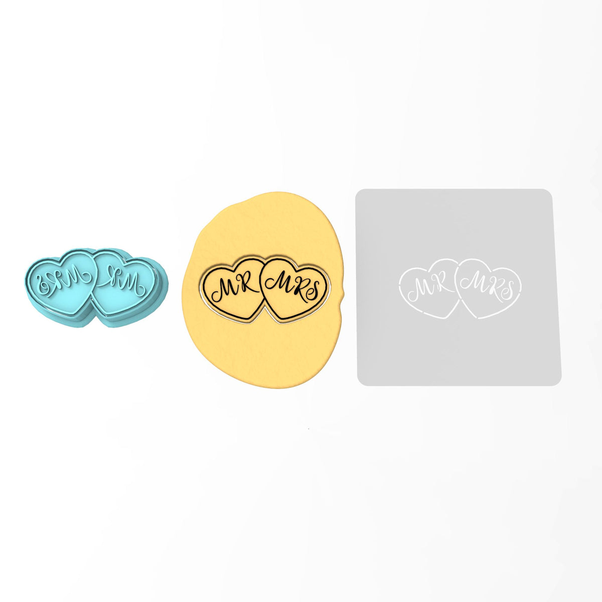 Mr. and Mrs. Cookie Cutter | Stamp | Stencil #1 Wedding / Baby / V Day Cookie Cutter Lady 2 Inch Small Cupcake Cutter + Stamp Yes