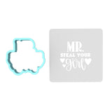 Mr. Steal Your Girl Cookie Cutter | Stamp | Stencil #1 Animals & Dinosaurs Cookie Cutter Lady MINI - 2 Inches (5cm) **BUNDLE** Cutter + Stencil 