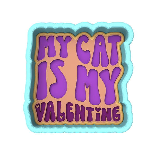 My Cat is My Valentine Cookie Cutter | Stamp | Stencil #1 Wedding / Baby / V Day Cookie Cutter Lady 