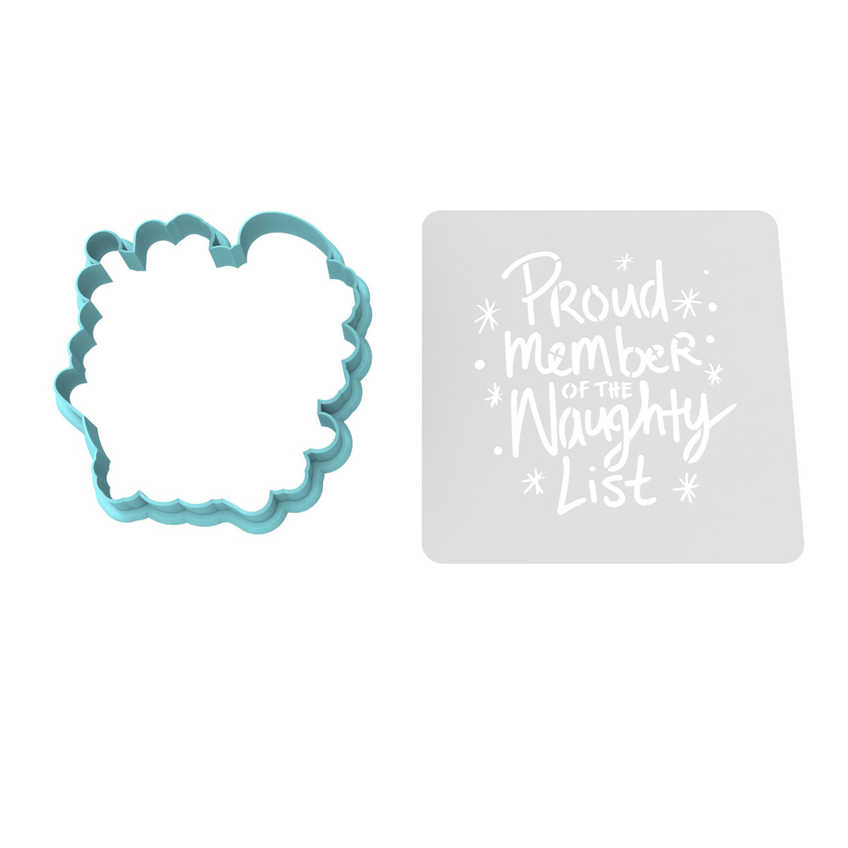Naughty List Cookie Cutter | Stamp | Stencil #1 Xmas / Winter / NYE Cookie Cutter Lady MINI - 2 Inches (5cm) **BUNDLE** Cutter + Stencil 