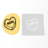 Nope Valentine Candy Heart Cookie Cutter | Stamp | Stencil Wedding / Baby / V Day Cookie Cutter Lady MINI - 2 Inches (5cm) Stencil ONLY 