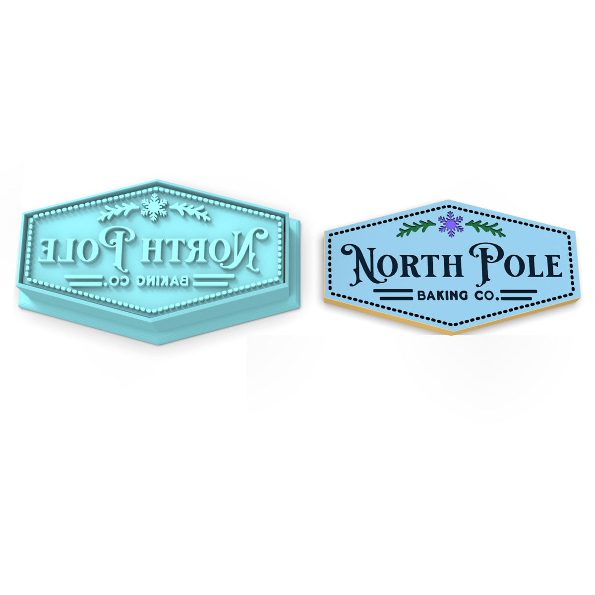 North Pole Cookie Cutter | Stamp | Stencil #1 Xmas / Winter / NYE Cookie Cutter Lady 2 Inch Small Cupcake Cutter + Stamp No