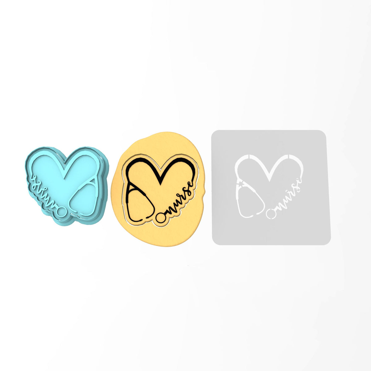 Nurse Heart Cookie Cutter | Stamp | Stencil #1