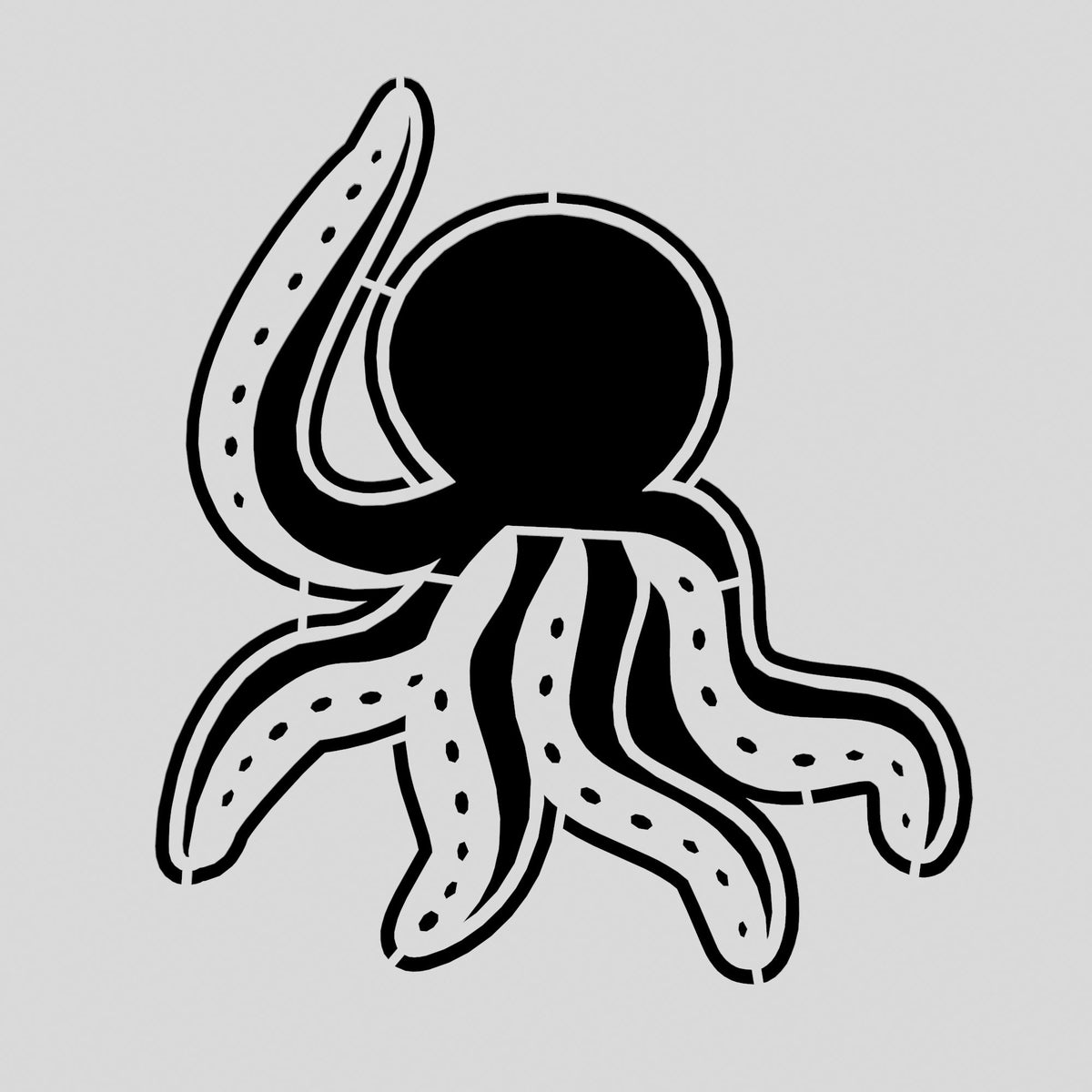Octopus Cookie Cutter | Stamp | Stencil #1