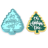 Oh Christmas Tree Cookie Cutter | Stamp | Stencil #1 Xmas / Winter / NYE Cookie Cutter Lady 2 Inch Small Cupcake Cutter + Stamp No