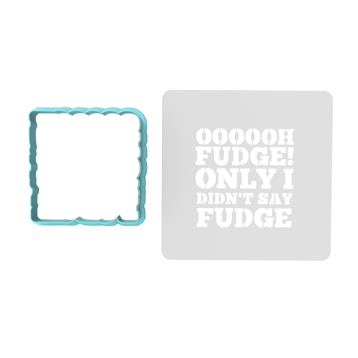 Oh Fudge Cookie Cutter | Stamp | Stencil #3 Xmas / Winter / NYE Cookie Cutter Lady TEENY - 1 Inch (2.5cm) **BUNDLE** Cutter + Stencil 