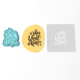 Oh What Fun Cookie Cutter | Stamp | Stencil #1 Xmas / Winter / NYE Cookie Cutter Lady 3 Inch Cupcake/Small Cookie Cutter + Stamp Yes