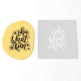 Oh What Fun Cookie Cutter | Stamp | Stencil #1 Xmas / Winter / NYE Cookie Cutter Lady 3 Inch Cupcake/Small Cookie Stamp Only Yes