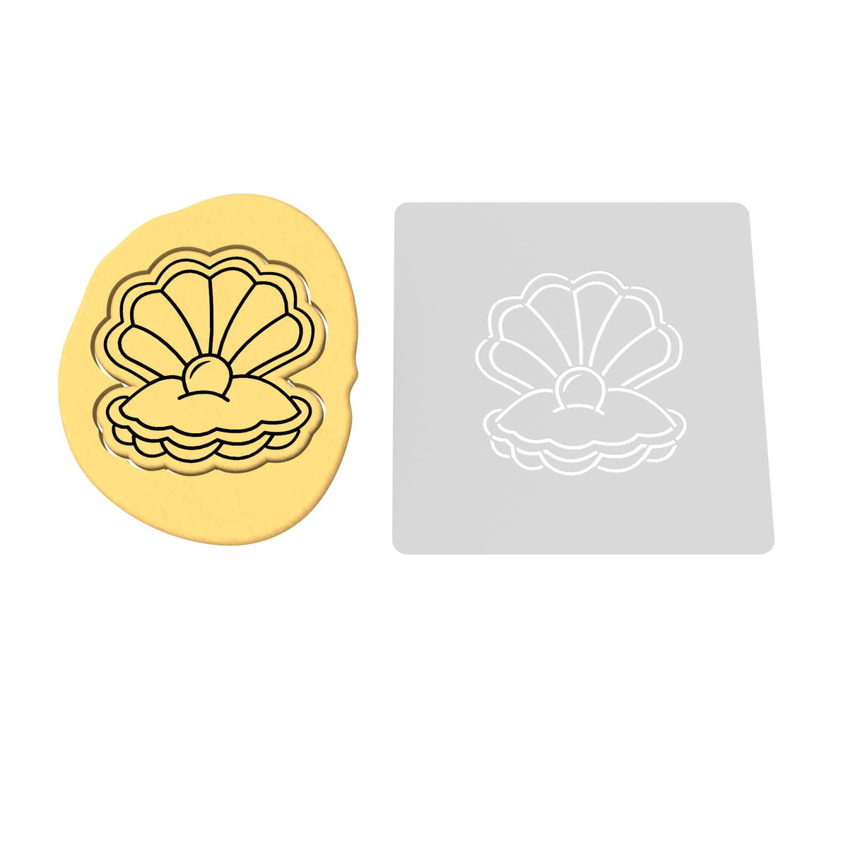 Oyster with Pearl Cookie Cutter | Stamp | Stencil #1