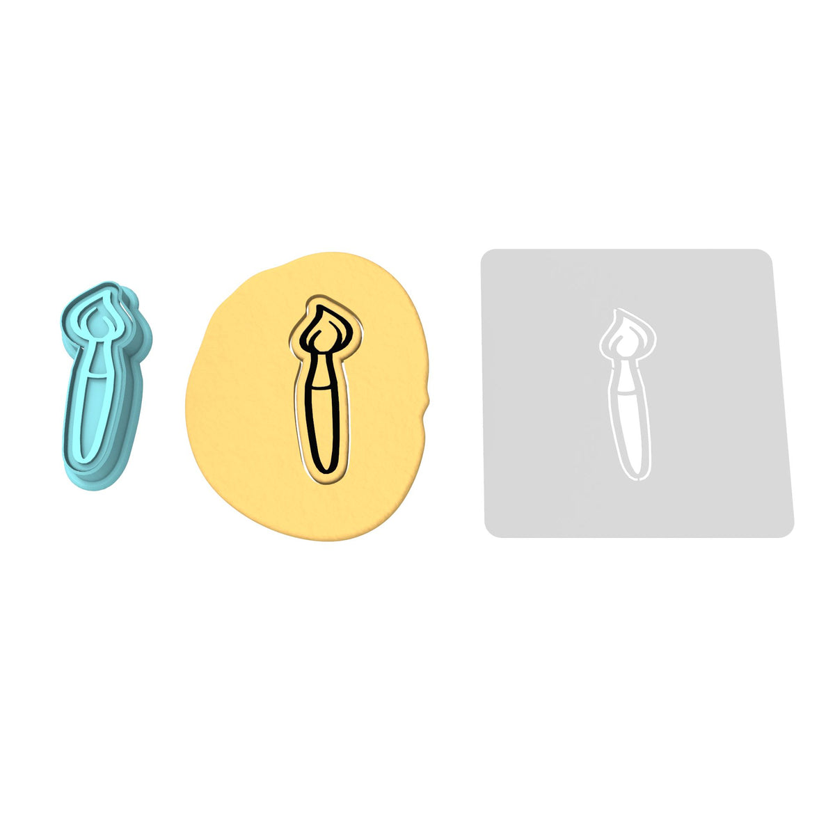 Paintbrush Cookie Cutter | Stamp | Stencil #1