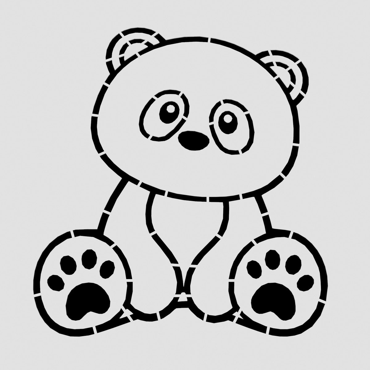 Panda Body Cookie Cutter | Stamp | Stencil #1
