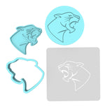 Panther Head Cookie Cutter | Stamp | Stencil #1 Animals & Dinosaurs Cookie Cutter Lady MINI - 2 Inches (5cm) **FULL SET BUNDLE** Cutter + Stamp + Stencil + Debosser **BEST DEAL** 