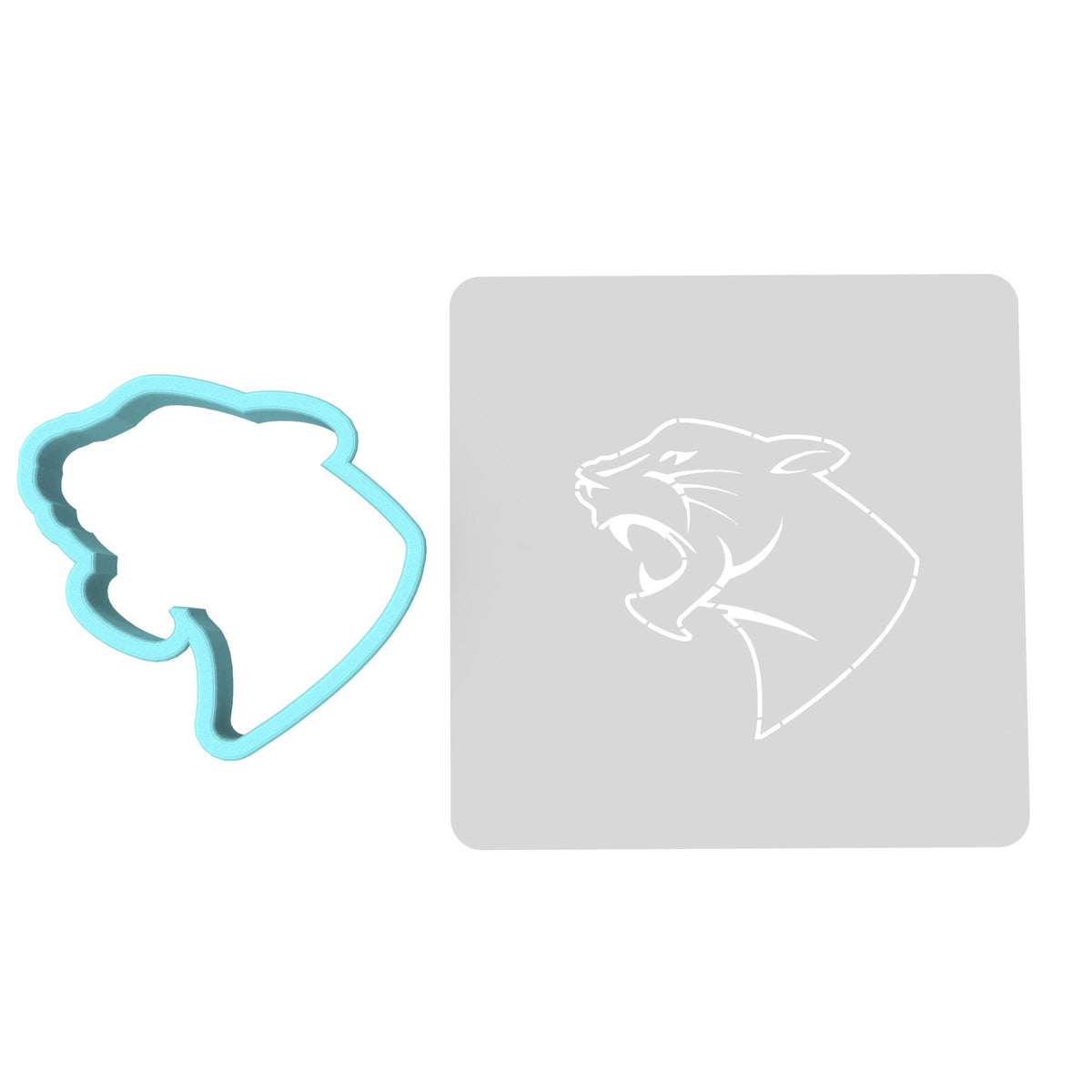 Panther Head Cookie Cutter | Stamp | Stencil #1 Animals & Dinosaurs Cookie Cutter Lady MINI - 2 Inches (5cm) **BUNDLE** Cutter + Stencil 