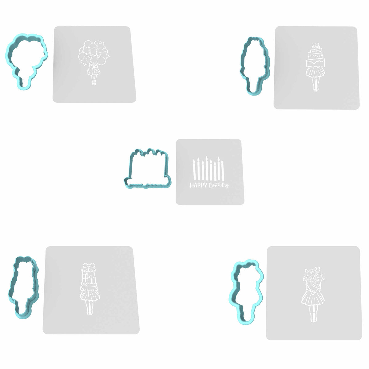 Party Girl Cookie Cutter Set by @CookieArtKC | Choose Cutters, Stamps, & Stencils | Cookie Cutters Cookie Cutter Lady 3" Cupcake/Sm Cookie Cutter & Stencil 