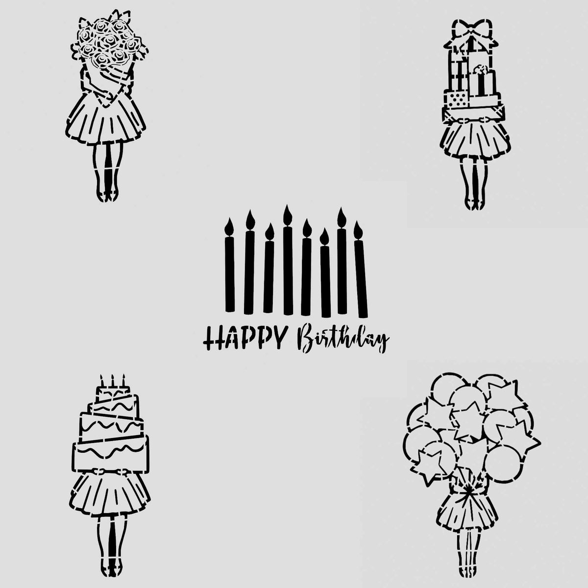 Party Girl Cookie Cutter Set by @CookieArtKC | Choose Cutters, Stamps, & Stencils | Cookie Cutters Cookie Cutter Lady 3" Cupcake/Sm Cookie Stencil Only 