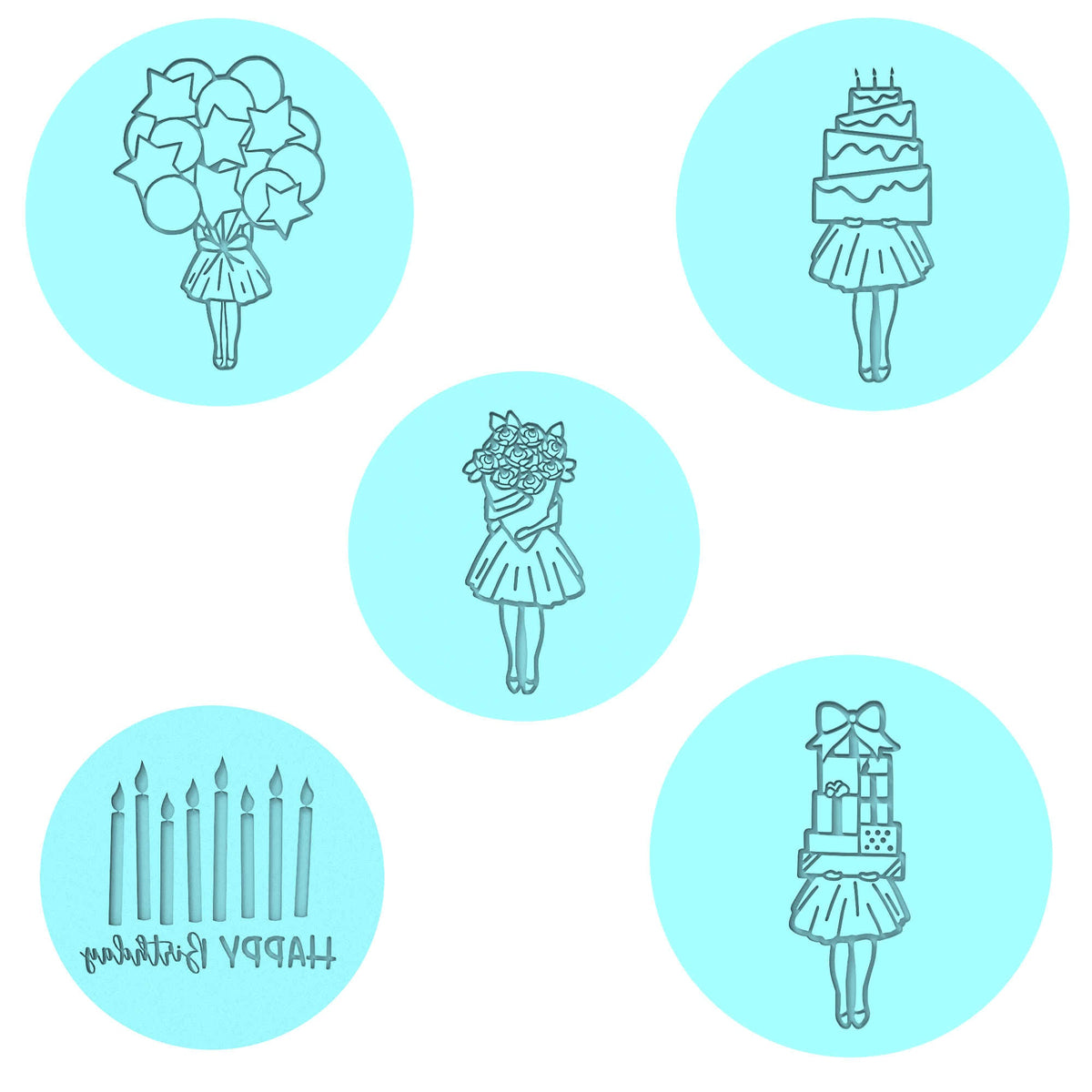 Party Girl Cookie DEBOSSER Set by @CookieArtKC | Choose Cutters, Debossers, & Stencils | Cookie Cutters Cookie Cutter Lady 3" Cupcake/Sm Cookie Stamp Only 