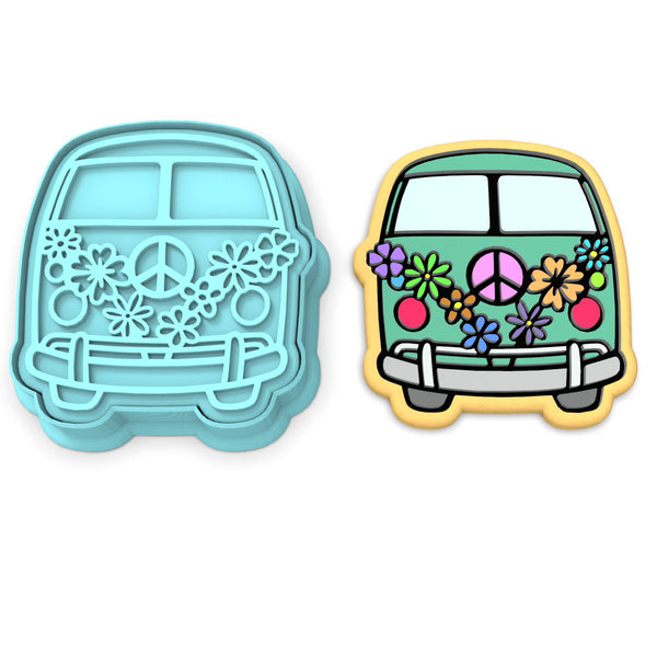 Peace Bus Cookie Cutter  Stamp & Outline #1