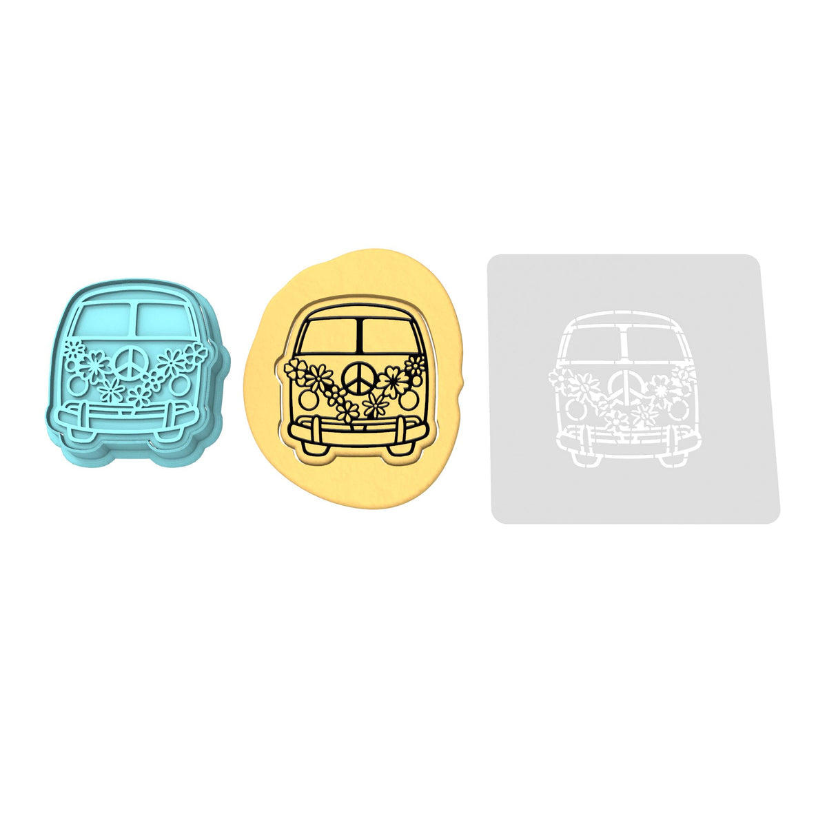 Peace Bus Cookie Cutter  Stamp & Outline #1