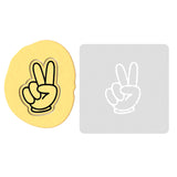 Peace Fingers Cookie Cutter | Stamp | Stencil #2 Halloween / Fall Cookie Cutter Lady 2 Inch Small Cupcake Stamp Only Yes