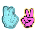 Peace Fingers Cookie Cutter | Stamp | Stencil #2 Halloween / Fall Cookie Cutter Lady 2 Inch Small Cupcake Cutter + Stamp No
