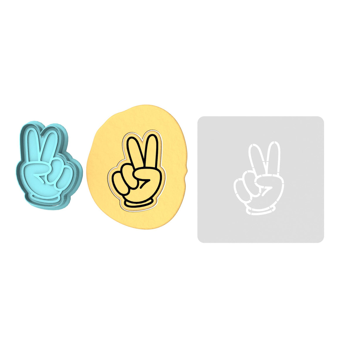 Peace Fingers Cookie Cutter | Stamp | Stencil #2 Halloween / Fall Cookie Cutter Lady 2 Inch Small Cupcake Cutter + Stamp Yes