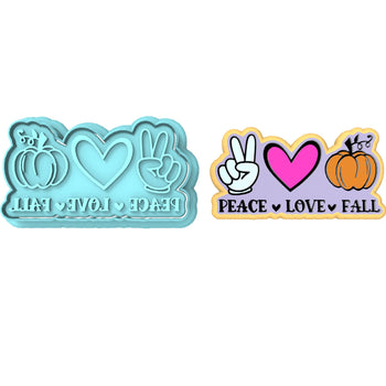 Peace Love Fall Cookie Cutter | Stamp | Stencil #1 Halloween / Fall Cookie Cutter Lady 2 Inch Small Cupcake Cutter + Stamp No