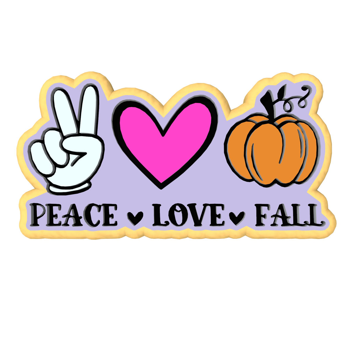 Peace Love Fall Cookie Cutter | Stamp | Stencil #1 Halloween / Fall Cookie Cutter Lady 