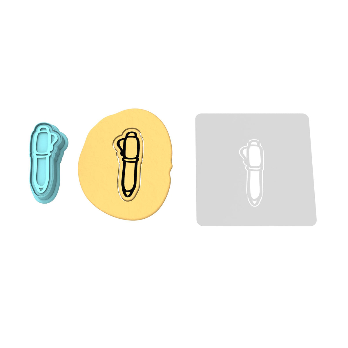 Pen Cookie Cutter | Stamp | Stencil #1