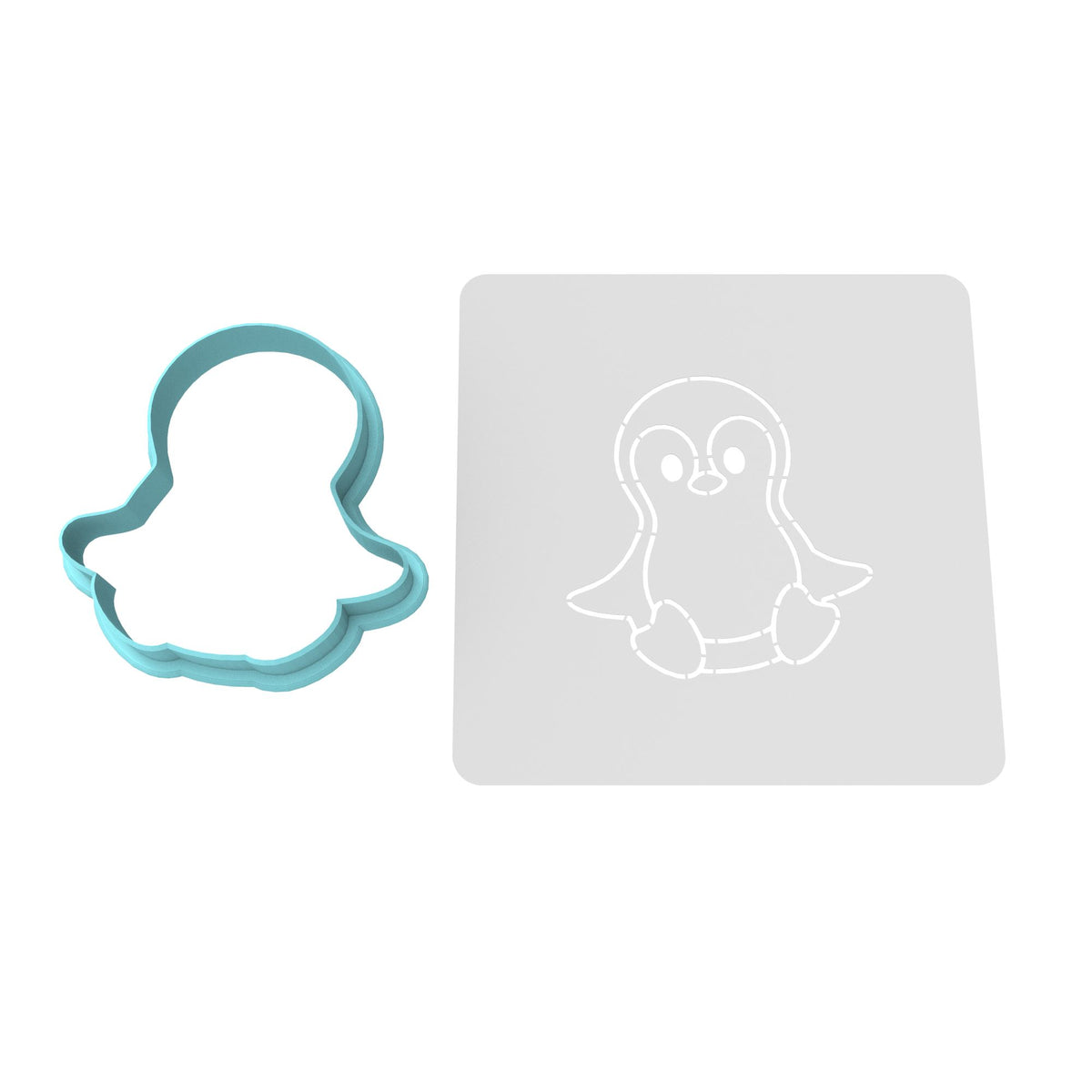 Penguin Body Cookie Cutter | Stamp | Stencil #1 Animals & Dinosaurs Cookie Cutter Lady MINI - 2 Inches (5cm) **BUNDLE** Cutter + Stencil 