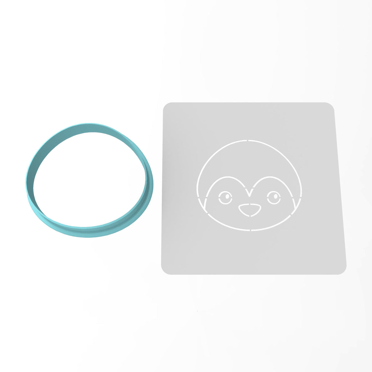 Penguin Face Cookie Cutter | Stamp | Stencil #1 Animals & Dinosaurs Cookie Cutter Lady MINI - 2 Inches (5cm) **BUNDLE** Cutter + Stencil 