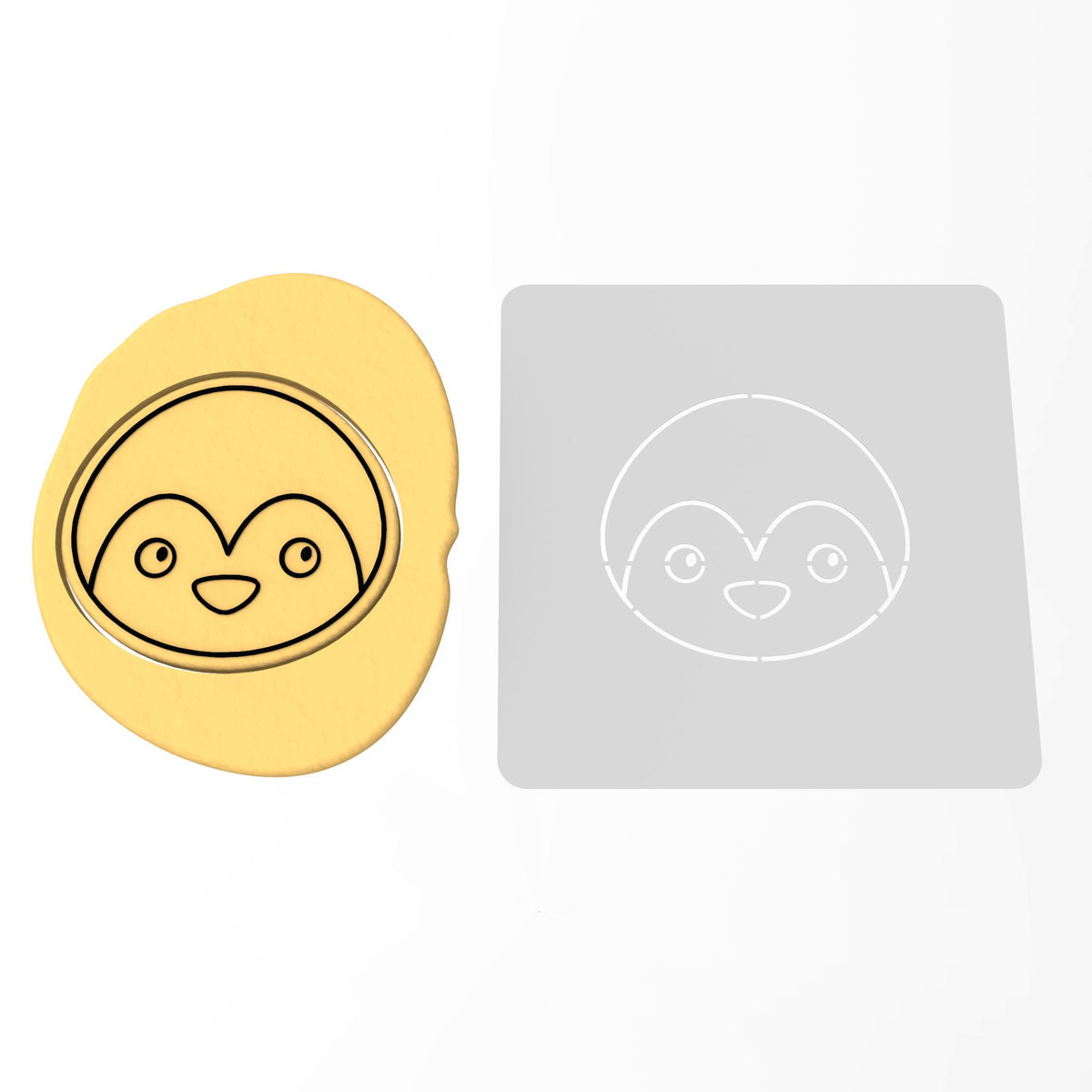 Penguin Face Cookie Cutter | Stamp | Stencil #1 Animals & Dinosaurs Cookie Cutter Lady MINI - 2 Inches (5cm) Stencil ONLY 