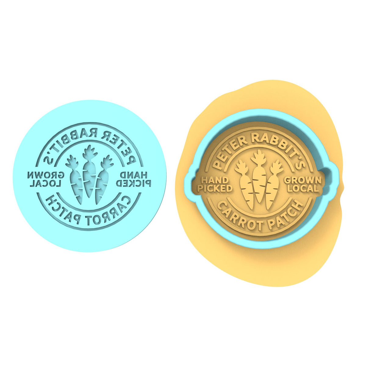 Peter Rabbits Carrot Patch Cookie Cutter | Stamp | Stencil Animals & Dinosaurs Cookie Cutter Lady MINI - 2 Inches (5cm) **BUNDLE** Cutter + Debosser 